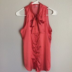 American Apparel Red & White Satin Top